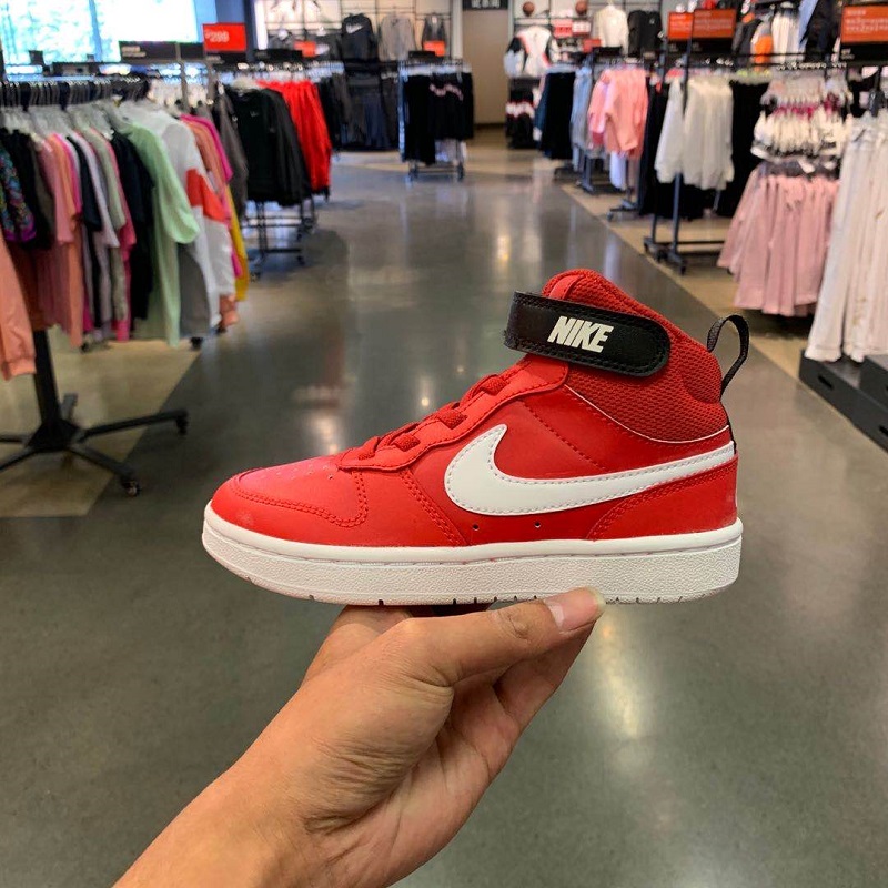 耐克魔术贴红色高帮休闲鞋