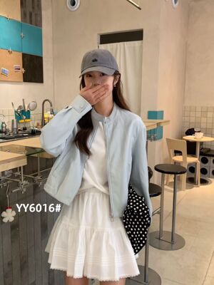 6016春装新款韩版休闲时尚百搭显瘦宽松圆领拉链短皮衣外套女