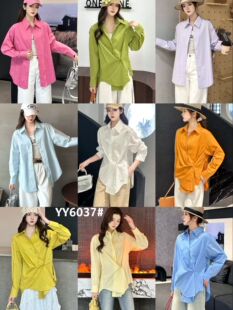 新款 衬衫 韩版 百搭显瘦宽松棉料外套长袖 女 休闲时尚 6037春装
