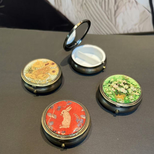 复古金属圆形药盒口袋式金属质感