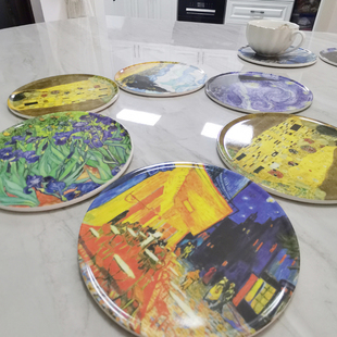 加厚防滑隔热垫餐垫防烫锅垫杯碗盘桌垫田园风梵高名画艺术衍生品