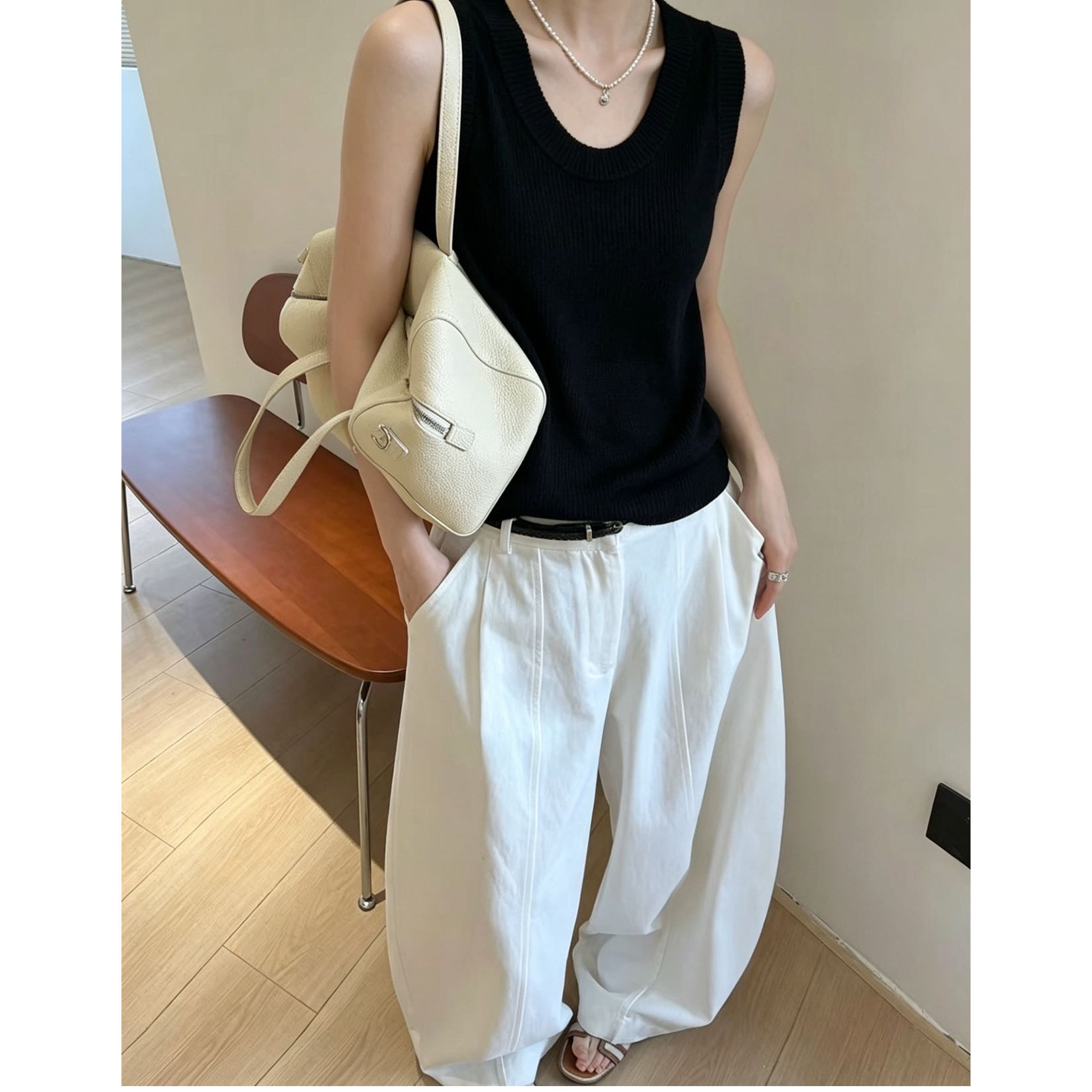 纯色百搭U领无袖羊毛针织衫背心女欧洲站2026秋季新款欧货内搭潮