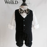 Платье для мальчиков, детский комплект, костюм, жилет, в британском стиле