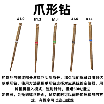种植取断螺丝工具高速钻v型反钻螺纹取出钻丝攻拔除钻取中央螺丝