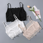 高档真丝抹胸女打底防走光蕾丝裹胸内搭背心薄款 性感美背吊带内衣