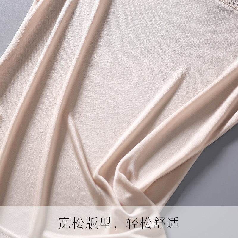 봄과 여름 얇은 실크 여성용 통기성 조끼 레이스 스티치 뽕나무 실크베이스 단순 다용도 루즈 탑