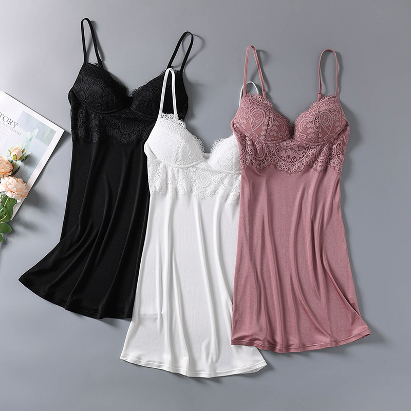 실크 여성용 서스펜더 롱 드레스 브라 없음 와이어 림 뽕나무 실크 홈웨어 올인원 루즈 바닥 잠옷