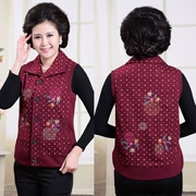 Áo khoác nữ trung niên áo vest mùa xuân và mùa thu clip phụ nữ cỡ lớn không tay áo vest nữ - Áo vest