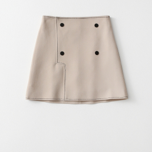 双排扣装 高品质柜单高腰半身裙小个子女生短裙 饰