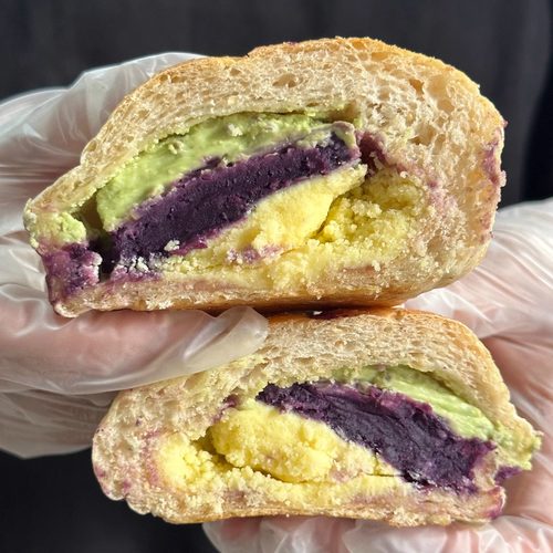 吃不胖星球高颜值紫衣麦浪欧包