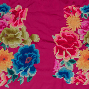 老马甲坎肩真丝软缎布料富贵牡丹非遗华服手工刺绣绣品京绣老绣片