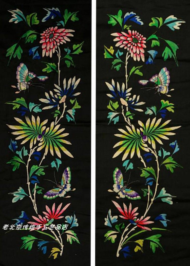 收藏级北京特色礼品民国蝴蝶团花老绣手工绣品京绣宫廷绣手工刺绣
