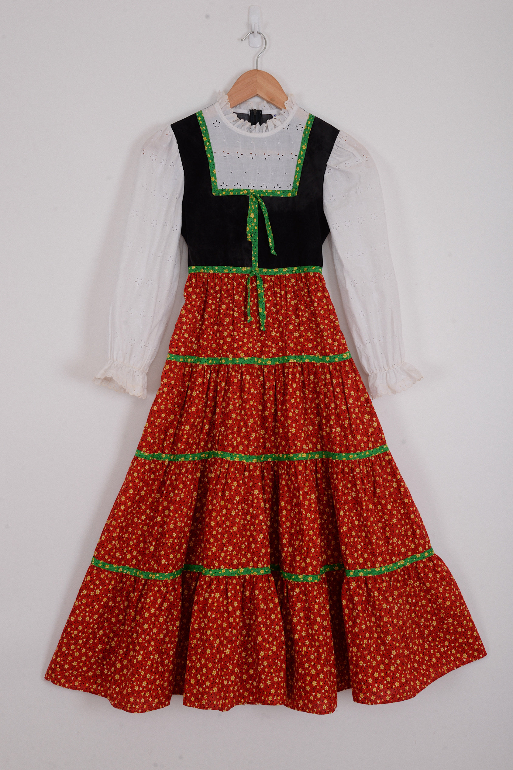 1970s 童装画册款 美式乡村碎花大裙摆prairie county dress