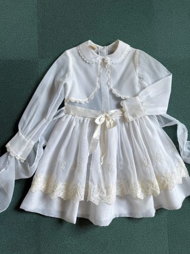 size 7 Child vintage玻璃纱假两件式套装款 裙摆也是双层超可爱