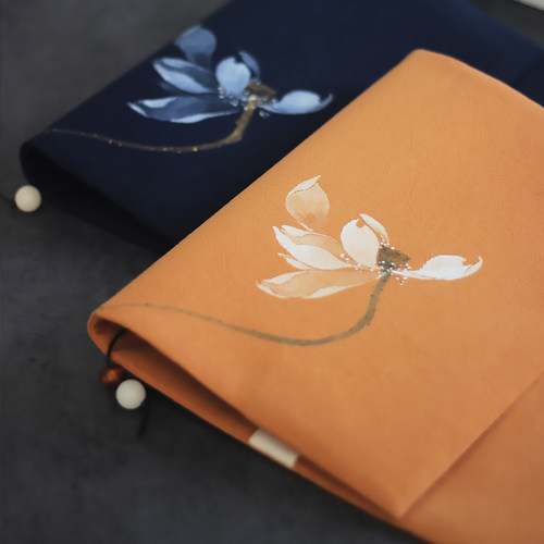 棉麻艺术感禅意原创自制手绘书套