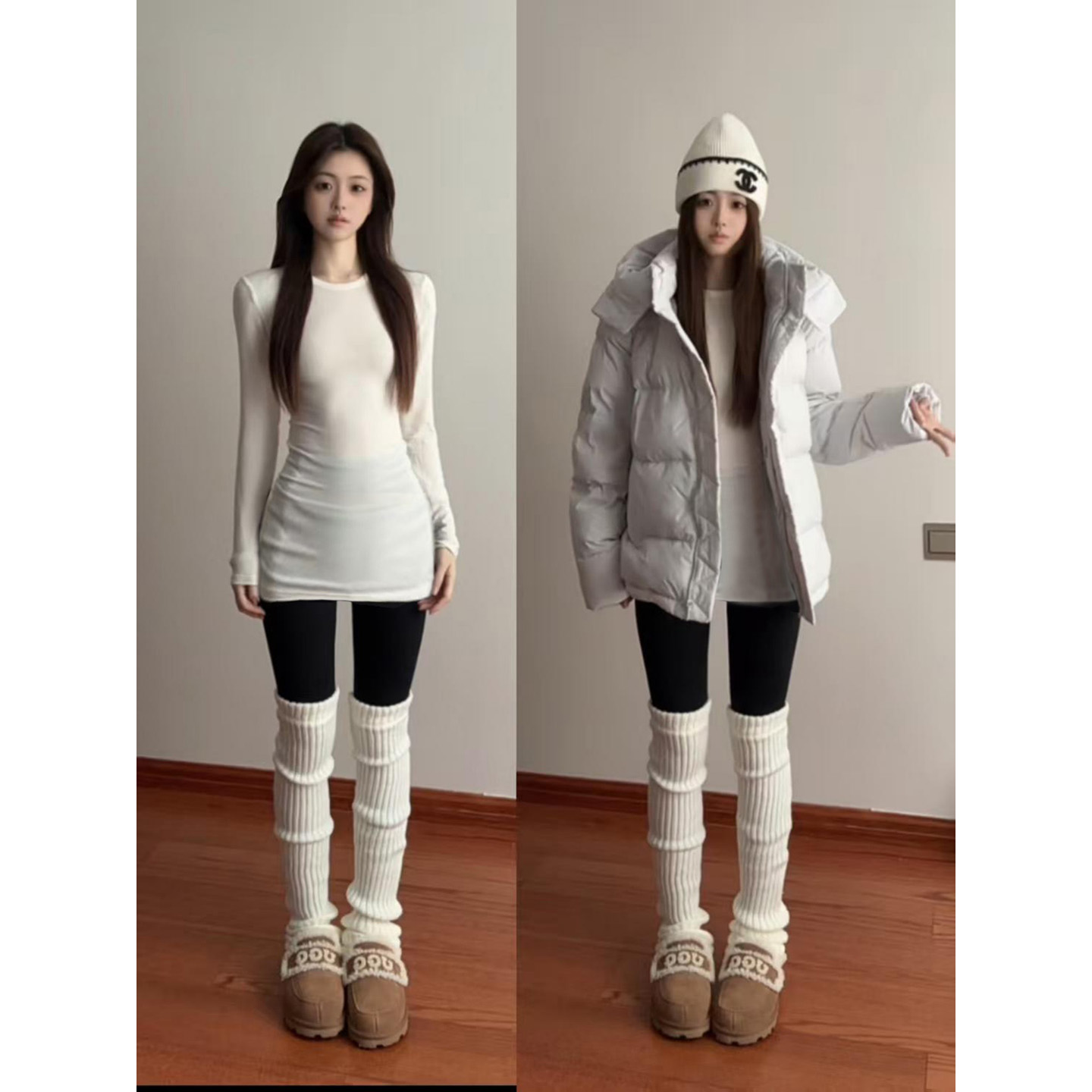 新款中长款遮屁股配鲨鱼裤的上衣