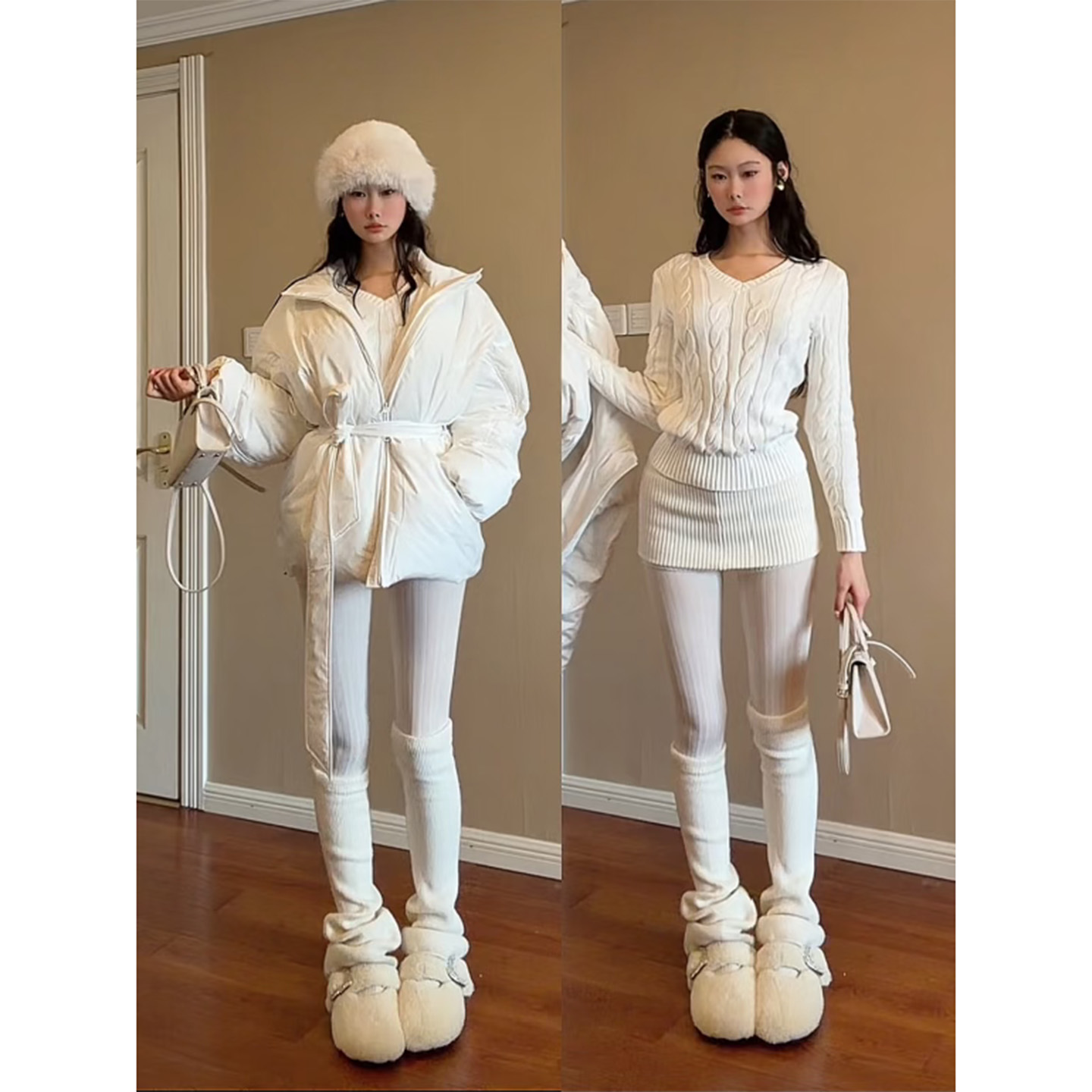 韩系气质白色麻花v领针织毛衣女秋冬新款慵懒显瘦辣妹绝美上衣服