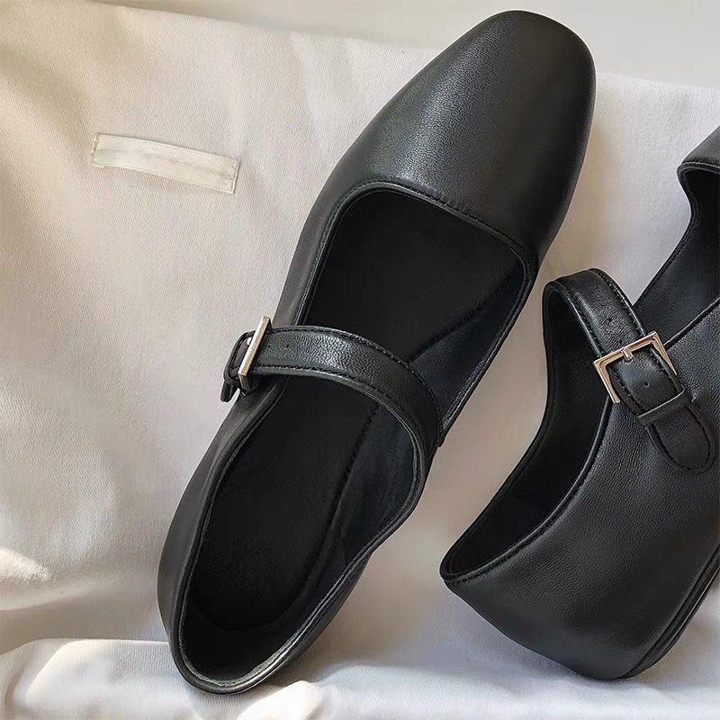 真皮复古方头玛丽珍一字扣带百搭平底鞋浅口单鞋女鞋春季芭蕾舞鞋,女鞋,浅口单鞋,淘宝优惠券,粉丝福利购,淘宝优惠卷