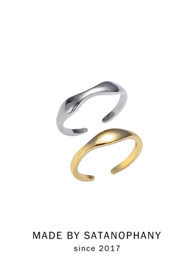 极简冷淡风纯银百搭情侣开口戒指