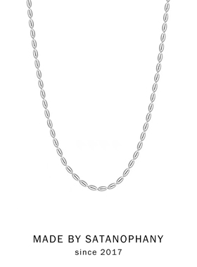 极简银小米粒橄榄素链项链毛衣链