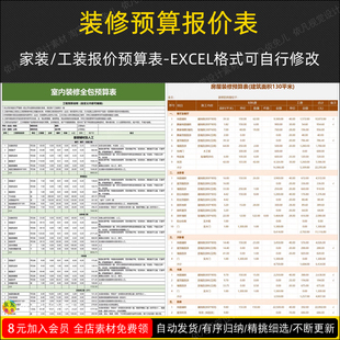 2025装修预算报价表家装工装公司施工材料清单价格表半包全包模板
