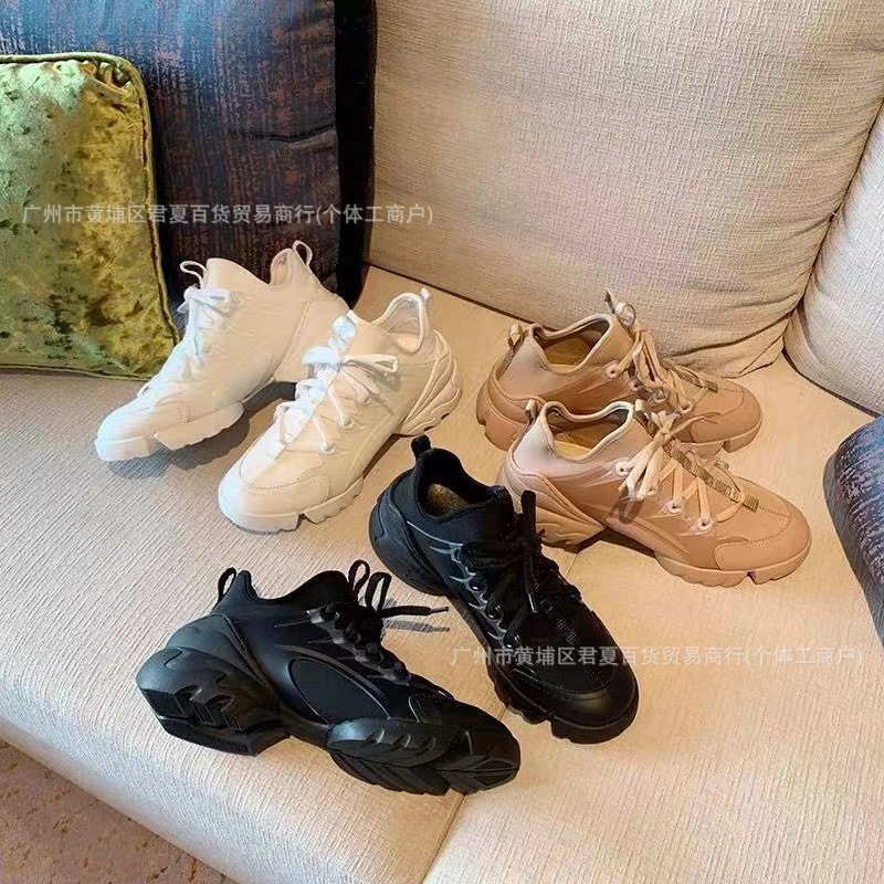 d家老爹鞋女款黑色厚底百搭运动时尚休闲鞋