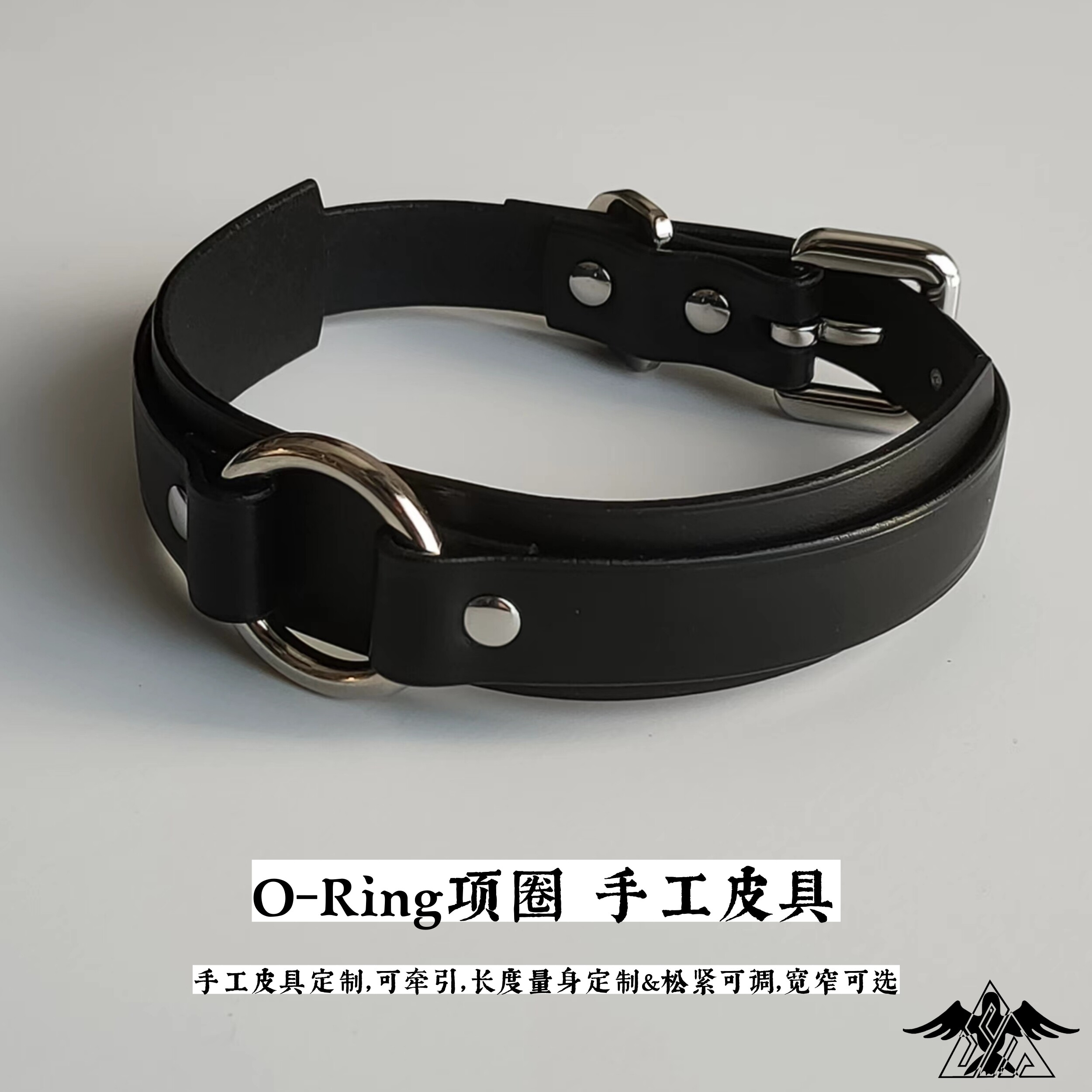 黑色圆环项圈双层项链牛皮颈环轻奢小众高级感设计锁骨链时尚简约