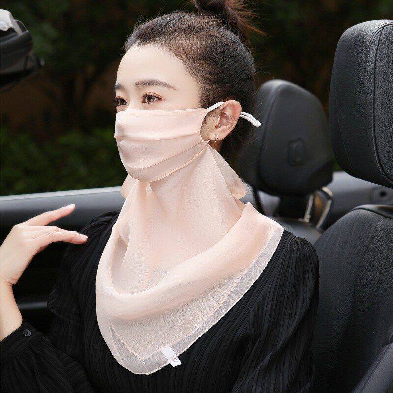 100桑蚕丝真丝双层口罩护颈夏薄