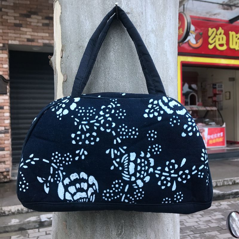 乌镇民族风蓝印花布手提小包妈妈包买菜小拎包女士手机钥匙包