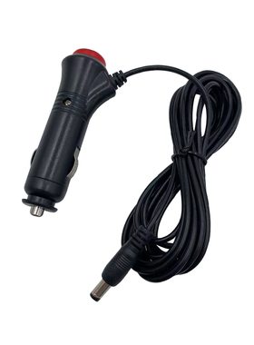 车载新款点烟器插头带保险丝带开关红色LED灯3米延长弹簧线DC5521