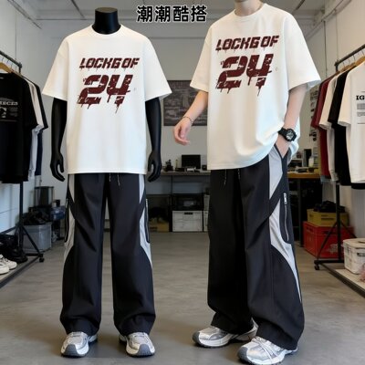fromwrting 休闲运动套装夏季百搭青少年男高街潮初高中生短袖