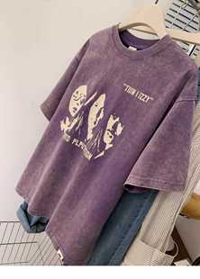 FROM WRTING字由国潮牌夏季重磅纯棉短袖t恤男水洗做旧圆领上衣女