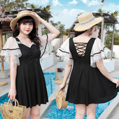 连体游泳衣女士2026新款 聚拢温泉泳装 泳裙遮肚显瘦保守款 胖mm大码