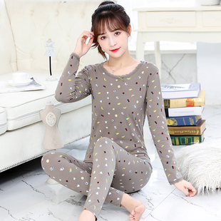 线衣线裤 秋衣秋裤 学生少女薄款 打底保暖内衣全棉毛衫 女士纯棉套装