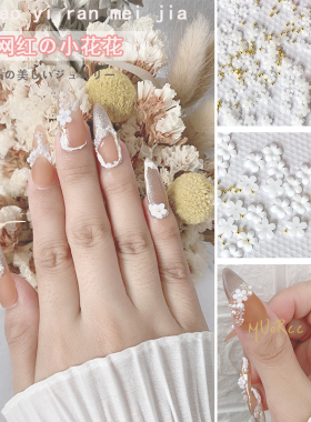 网红美甲白色树脂小花日系小清新素雅婚甲花朵装饰迷你立体饰品