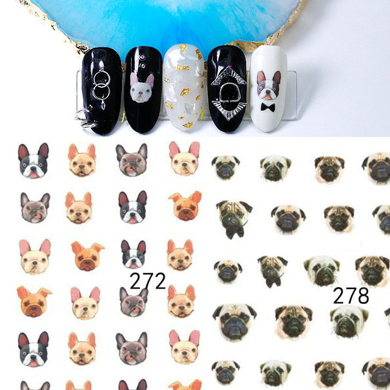 日系呆萌小狗狗美甲贴纸 卡通防水贴花3d背胶指甲可爱贴纸贴花