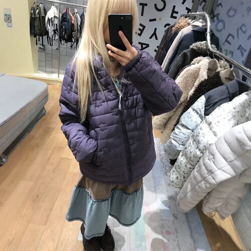 现货星星缝线轻薄排骨棉服秋冬韩系轻亚风小众连帽外套coyseio女