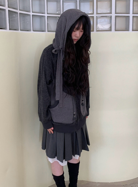 现货coyseio韩版华夫格面料拼接连帽卫衣拉链衫外套姜海粼同款ins