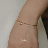 JWOOCO原创纯手工切割花朵美国14k注金闪耀锆石闪灵钻手链