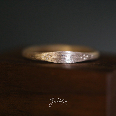 JWOOCO手工拉丝錾花戒指足银古典