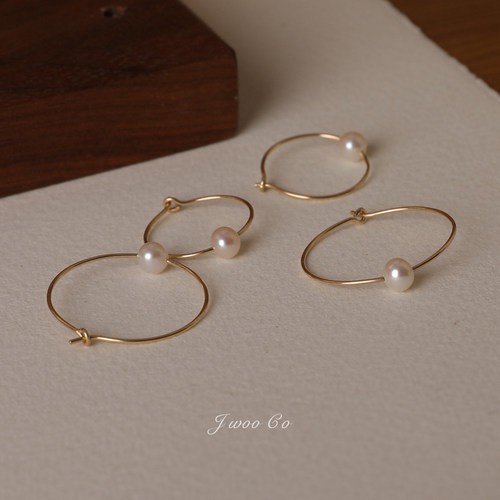 JWOO简约风美国14K注金手工耳环
