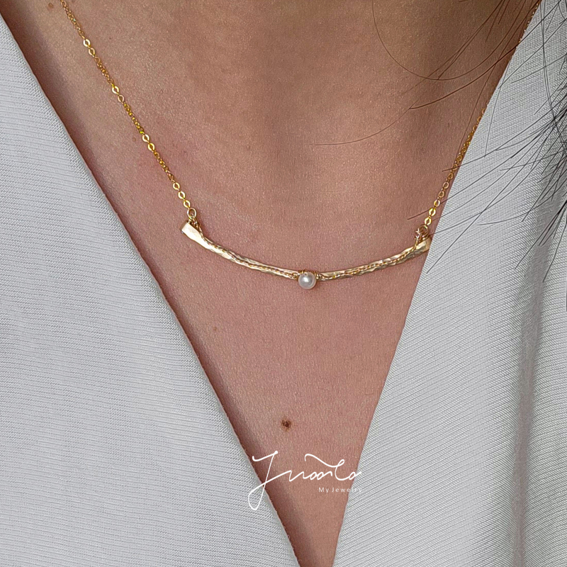 JWOO古老设计感绞丝锤纹项链