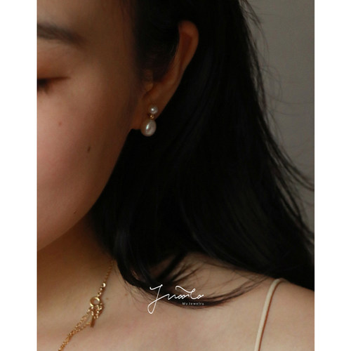 jwoo天然淡水珍珠复古耳钉