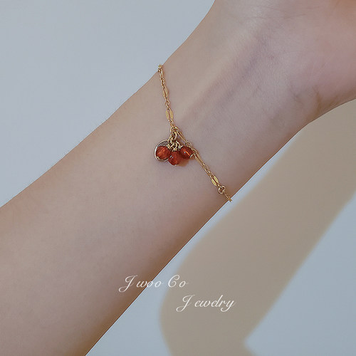 jwoo原创14k注金红玉女可水玛瑙