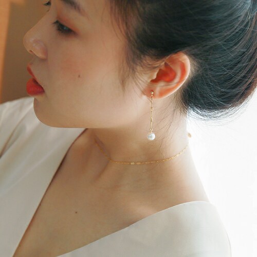 原创定制14k注金防过敏珍珠耳环