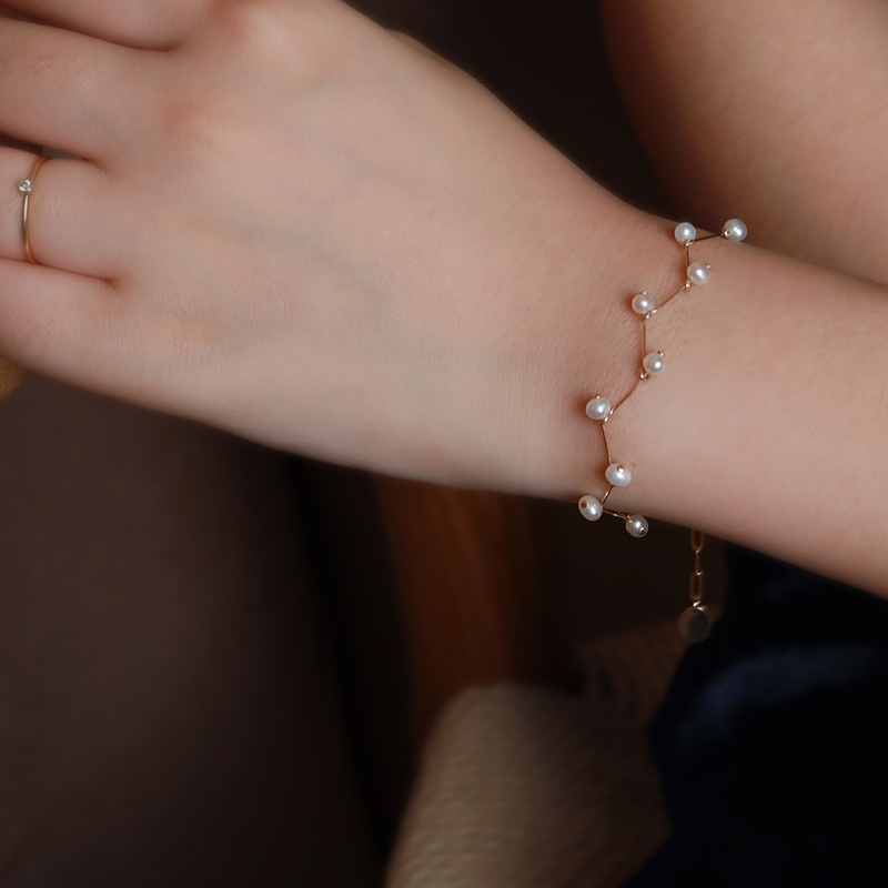 jwooco珍珠手链原创14k注金