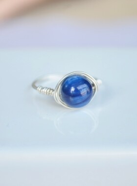 原创蓝晶石纯银戒指女