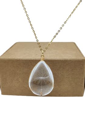 原创蒲公英水滴镀金项链简约文艺