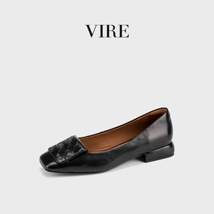 VIRE/9688761舒适时尚百搭低跟方头女鞋夏软底不累脚平底鞋单鞋B