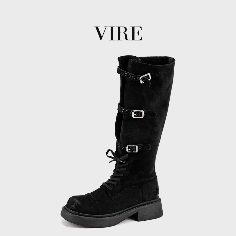 VIRE/879法式时尚舒适简约休闲复古低跟厚底冬季长靴B